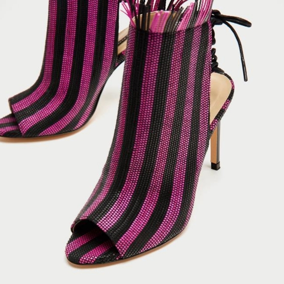 ZARA | Textured High Heels w/Lace Up - Picture 8 of 12